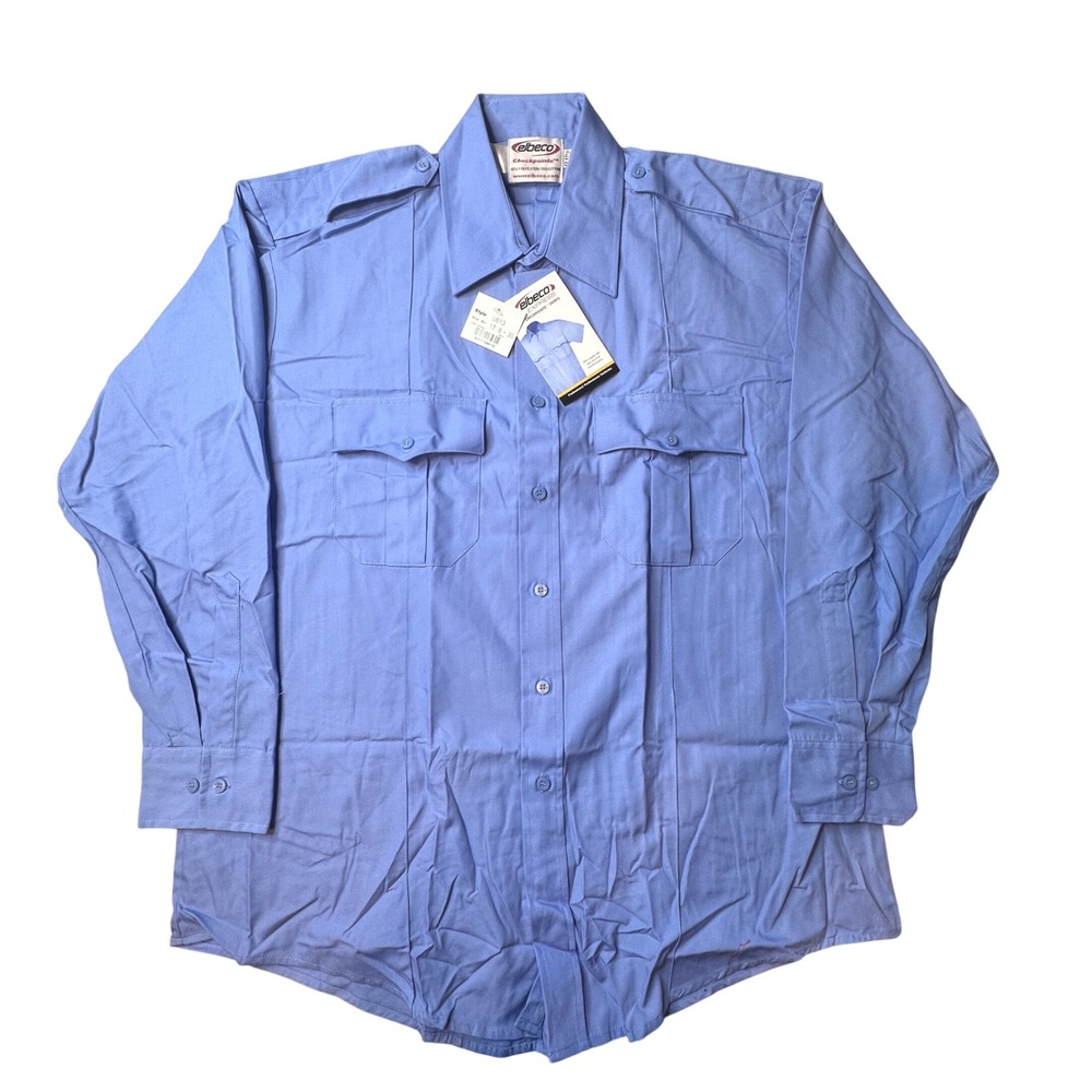Elbeco Shirt Mens 17.5 35 Checkpointe U613 Light Blue Button Down NEW